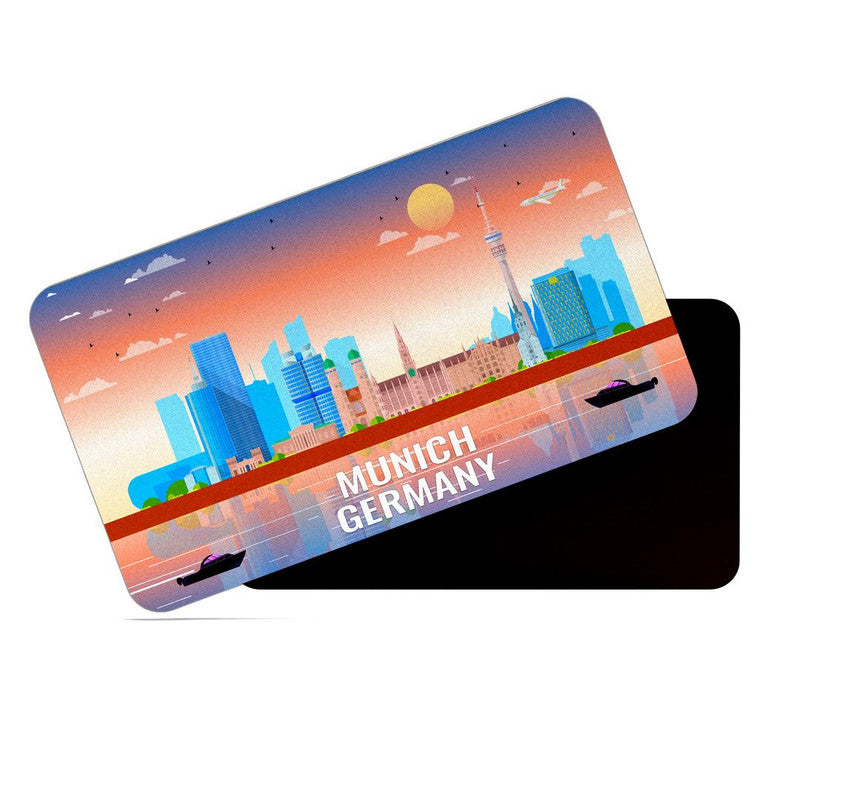 dhcrafts Rectangular Rubber Fridge Magnet / Magnetic Card Multicolor Germany Munich Design Pack of 1 (8.6cm x 5.4cm)